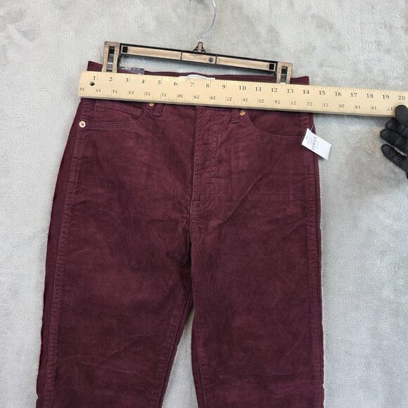 GAP Corduroy Pants Womens 27/4 Short Dark Maroon Vintage Slim High Rise Stretch - Picture 3 of 14